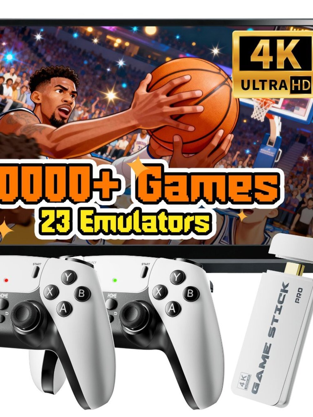 NEW 2026 New Retro Gaming Console Stick Pro Classic Video Games with 4K HDMI 23